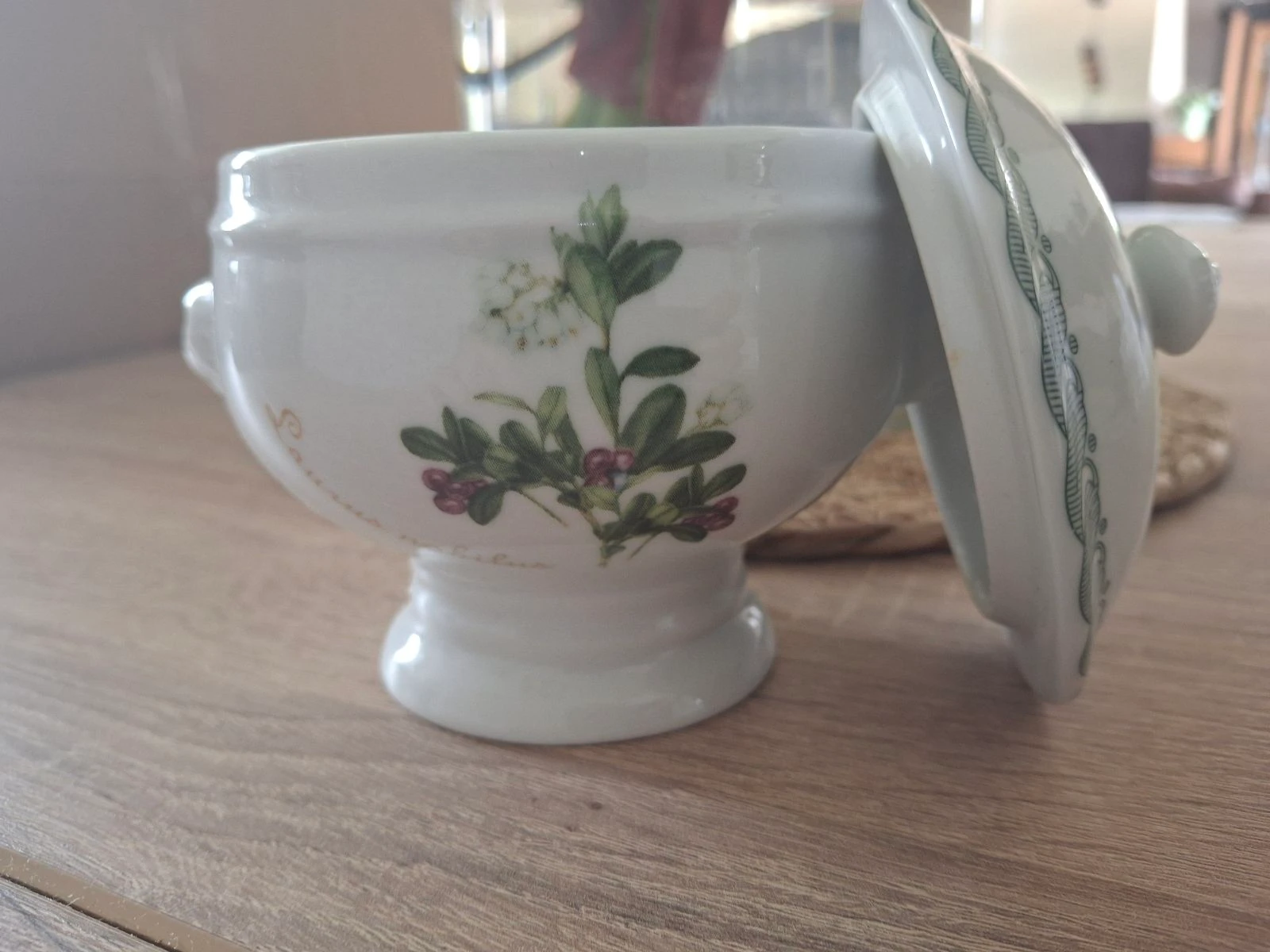 Stunning Miniature Soup Bowl Italian Porcelain Spice Pot Botanical Pattern – photo 5